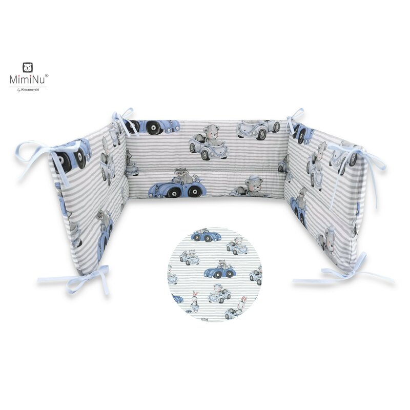 Miminu - aparatoare pentru patut 120x60 cm, din bumbac, old road blue