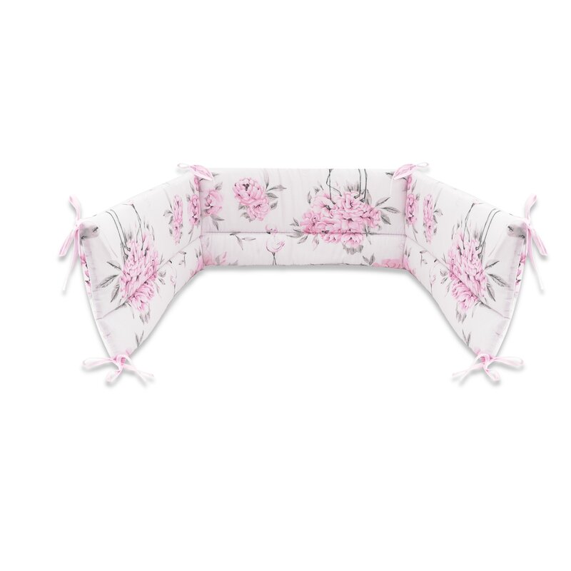Miminu - aparatoare pentru patut 120x60 cm, din bumbac, peonie pink