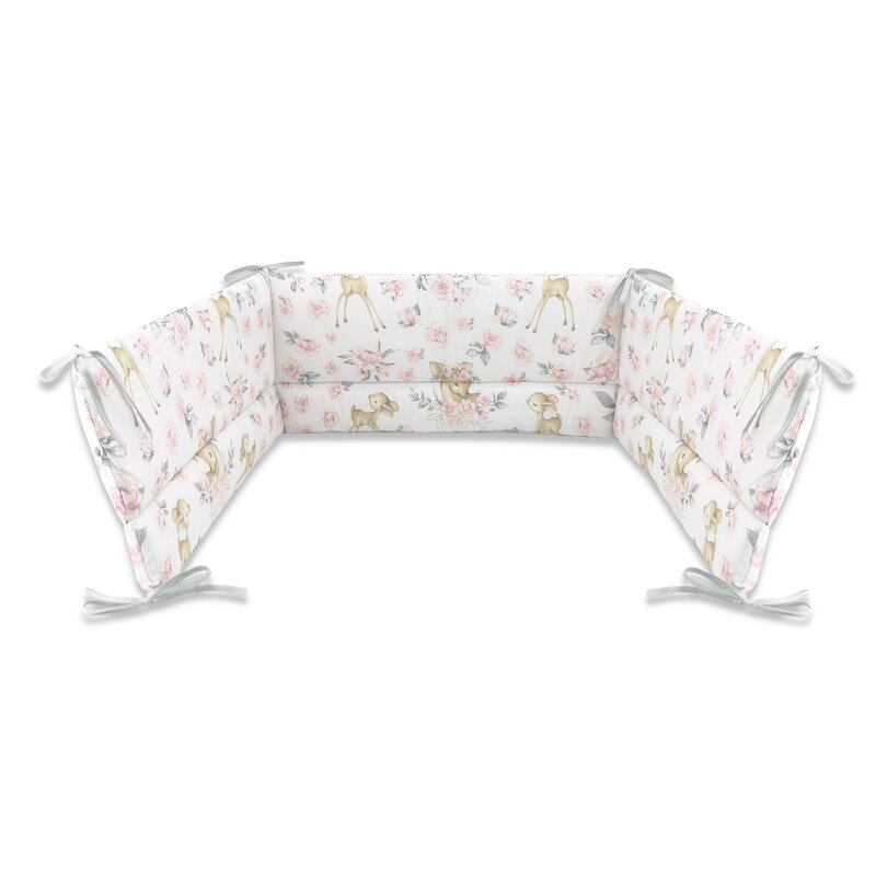Miminu - aparatoare pentru patut 120x60 cm, din bumbac, sweet deer pink