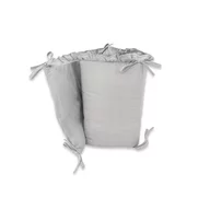 Aparatoare pentru patut, MimiNu, Cu volanase, Din bumbac certificat Oeko Tex Standard 100, 180x30 cm, Cu panglici, Colectia Royal,Grey