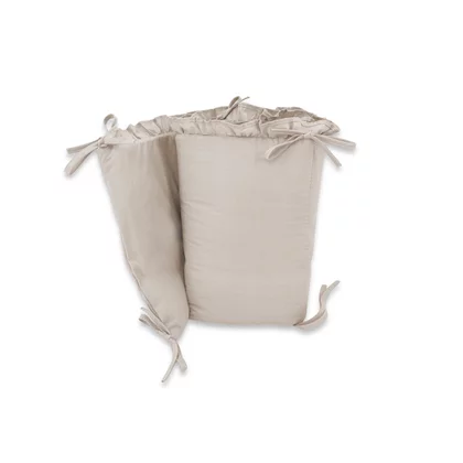 Aparatoare pentru patut, MimiNu, Cu volanase, Din bumbac certificat Oeko Tex Standard 100, 180x30 cm, Cu panglici, Colectia Royal, Beige