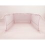 Aparatoare pentru patut, MimiNu, Cu volanase, Din bumbac certificat Oeko Tex Standard 100, 180x30 cm, Cu panglici, Colectia Royal, Powder Pink - 2