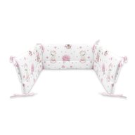 Aparatoare pentru patut, MimiNu, Din bumbac certificat Oeko Tex Standard 100, 180x30 cm, Cu volanase, Cu panglici, Design, Pink Ballerina