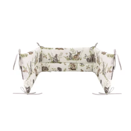 Aparatoare pentru patut, MimiNu, Din bumbac certificat Oeko Tex Standard 100, 180x30 cm, Cu panglici, Design, Calm Forest Natural