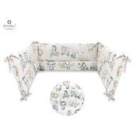 MimiNu - Aparatoare pentru patut 120x60 cm, Din bumbac certificat Oeko Tex Standard 100, Cu inaltimea de 30 cm, Cu panglici, Design, Zoo on Bikes Nugat
