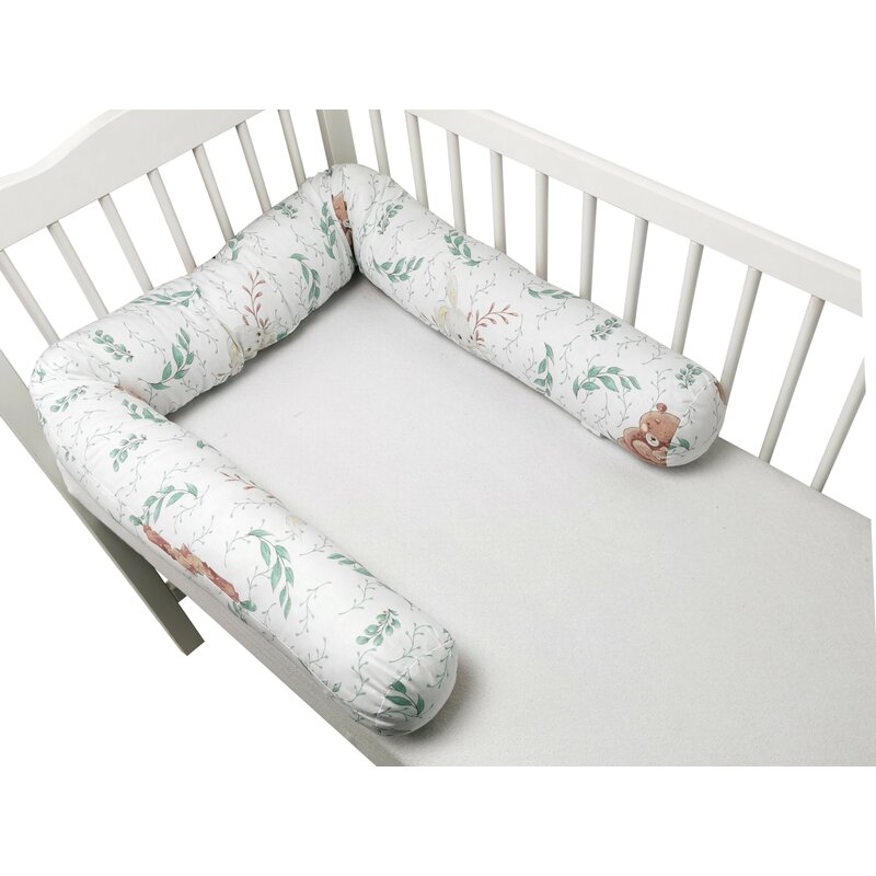 Aparatoare pentru patut, MimiNu, Tip rulou, Cu husa detasabila, Lungime 180 cm, Din bumbac certificat Oeko Tex Standard 100, Lulu Natural