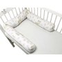 MimiNu - Aparatoare tip rulou pentru patut, Lungime 180 cm, Din bumbac certificat Oeko Tex Standard 100, Cu diametru de 10 cm, Sweet Deer Pink 