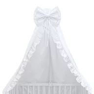 Baldachin, MimiNu, Din tull, pentru patut, cu funda si volan, 210x145 cm, Material certificat Oeko Tex Standard 100, Alb