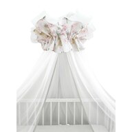 Baldachin, MimiNu, Din tull, Mare, Cu funda din bumbac, Dimensiune 400x170 cm, Materiale certificate Oeko Tex Standard 100, Sweet Deer Pink 