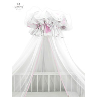 MimiNu - Baldachin mare din tull + suport metalic, Cu funda din bumbac, Dimensiune 400x170 cm, Materiale certificate Oeko Tex Standard 100, Baby Shower Pink 