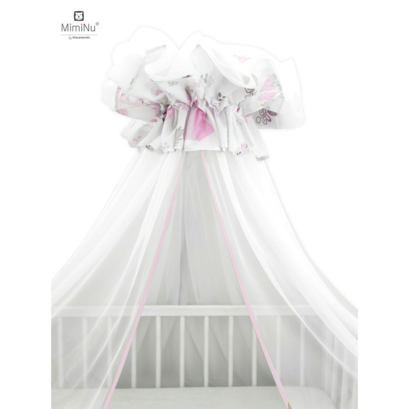Miminu Baldachin Mare Din Tull + Suport Metalic Cu Funda Din Bumbac Dimensiune 400X170 Cm Materiale Certificate Oeko Tex Standard 100 Baby Shower Pink