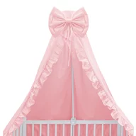 Baldachin, MimiNu, Pentru patut, Cu funda si volanas, 210x145 cm, Materiale certificate Oeko Tex Standard 100, Colectia Royal, Powder Pink