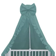Baldachin, MimiNu, Pentru patut, Cu funda si volanas, 210x145 cm, Material certificat Oeko Tex Standard 100, Colectia Royal, Nepal Green