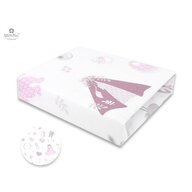 MimiNu - Cearceaf cu elastic pentru patut 120X60 cm, Din bumbac certificat Oeko Tex Standard 100, Baby Shower Pink