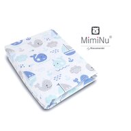 MimiNu - Cearceaf cu elastic pentru patut 120X60 cm, Din bumbac, Blue fish