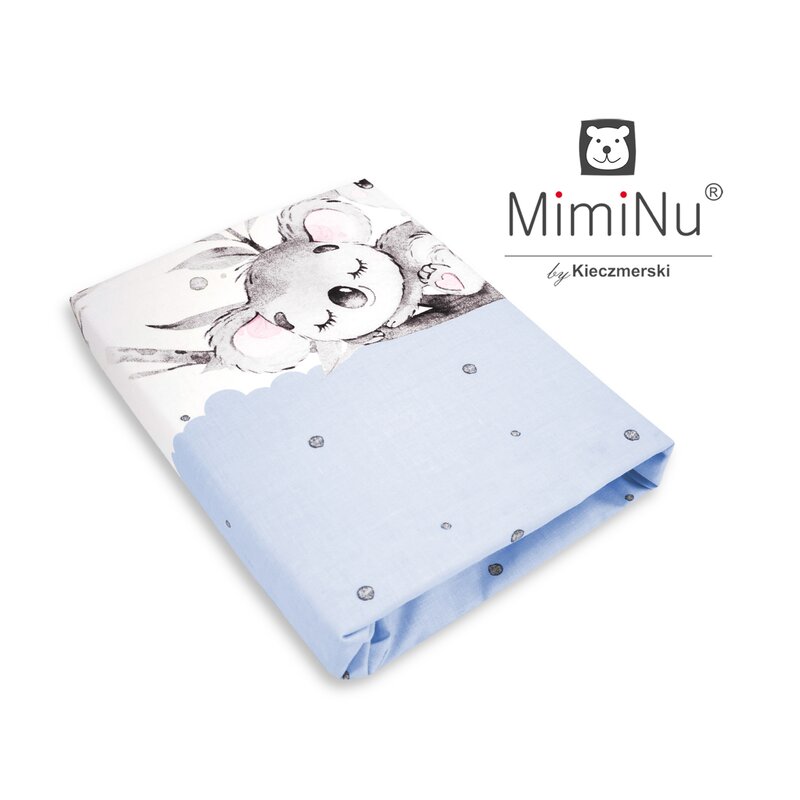 MimiNu - Cearceaf cu elastic pentru patut 120X60 cm, Din bumbac, Koala Blue