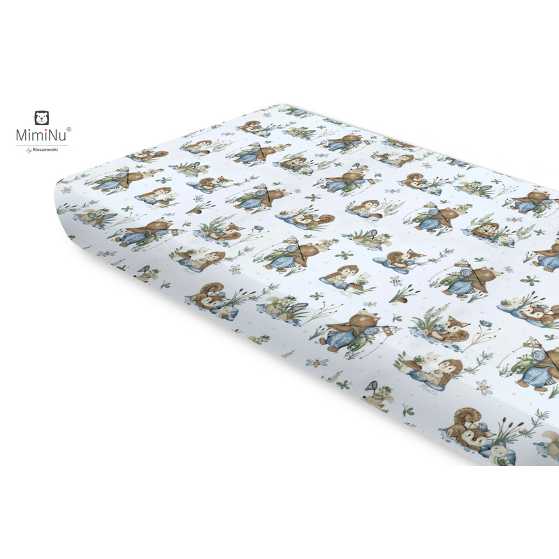 Miminu - cearceaf cu elastic, din bumbac certificat oeko tex standard 100, pentru pat 160x80 cm, design, let\'s go blue