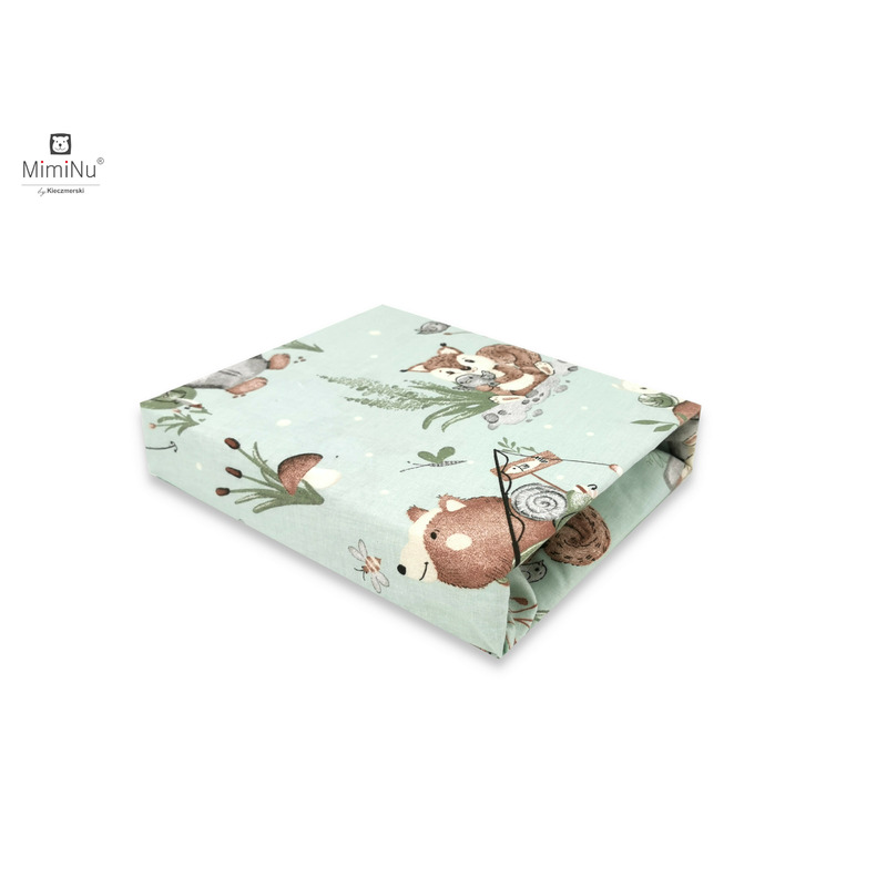 Miminu - cearceaf cu elastic pentru patut 120x60 cm, din bumbac certificat oeko tex standard 100, design, let\'s go natural