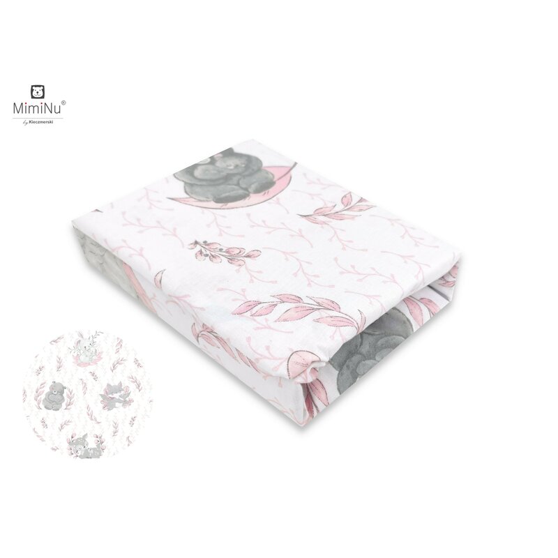 MimiNu - Cearceaf cu elastic pentru patut 120X60 cm, Din bumbac certificat Oeko Tex Standard 100, Lulu Rose