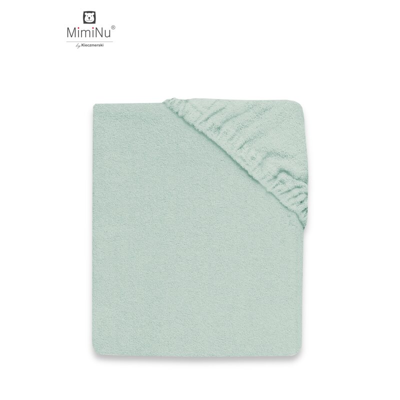 MimiNu - Cearceaf cu elastic pentru patut 120X60 cm, Din terry, Material certificat Oeko Tex Standard 100, Cold Mint