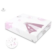 Miminu - Cearceaf cu elastic pentru patut leagan sau patut co-sleeper, Dimensiune 90x40 cm, Din bumbac, Baby Shower Pink 