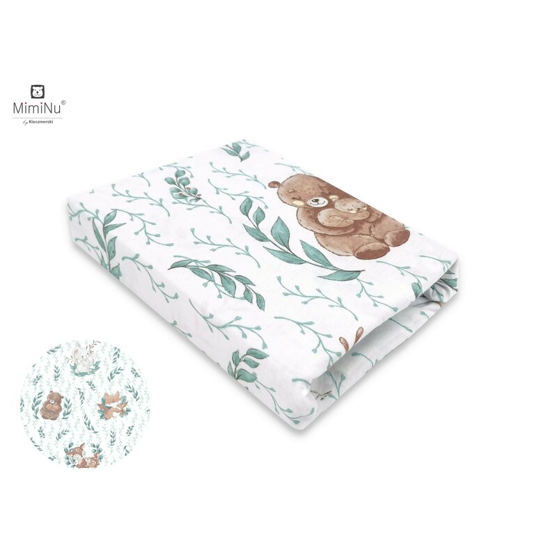 Miminu - Cearceaf cu elastic pentru patut leagan sau patut co-sleeper, Dimensiune 90x40 cm, Din bumbac certificat Oeko Tex Standard 100, Lulu Natural