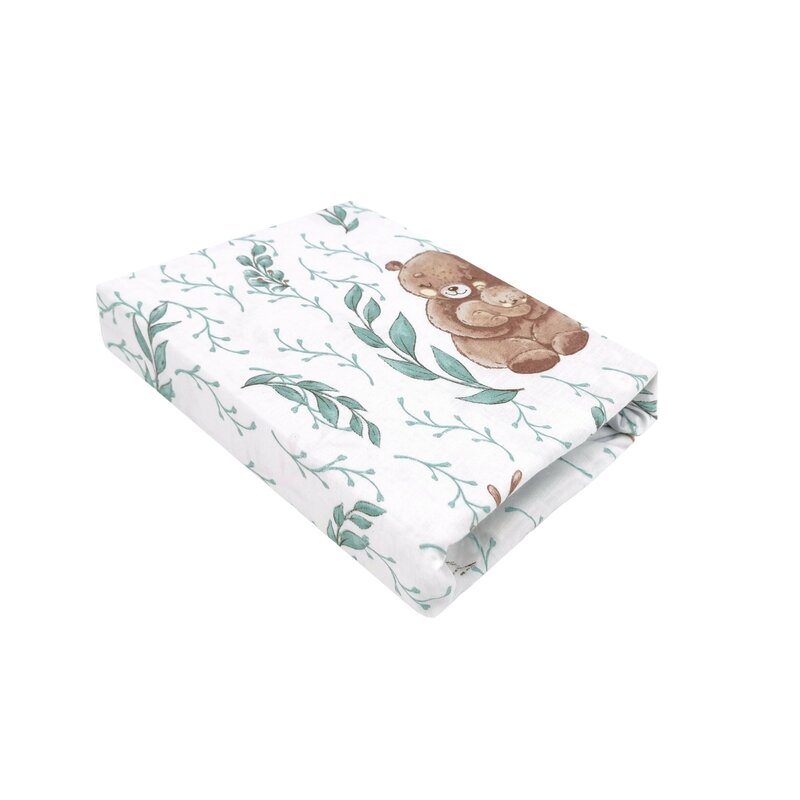 Cearceaf cu elastic, MimiNu, Pentru patut leagan sau patut co-sleeper, Dimensiune 90x40 cm, Din bumbac certificat Oeko Tex Standard 100, Lulu Natural