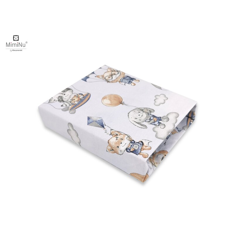 Miminu - cearceaf cu elastic pentru patut leagan sau patut co-sleeper, dimensiune 90x40 cm, din bumbac, parachutes blue