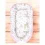 Cosulet bebelus, MimiNu, Pentru dormit, Cu doua fete, Baby Nest 105x66 cm, Husa 100% bumbac si catifea moale, Materiale certificate Oeko Tex Standard 100, Cu salteluta, Detasabila, Velvet Sweet Deer Pink - 2