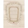 Cosulet bebelus, MimiNu, Pentru dormit, Baby Nest 55 x 75 cm, Cu Volanase, Din catifea, Nugat - 2