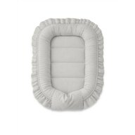Cosulet bebelus, MimiNu, Pentru dormit, Baby Nest 55 x 75 cm, Cu Volanase, Husa 100% bumbac, Din bumbac certificat Oeko Tex Standard 100, Colectia Royal, Grey