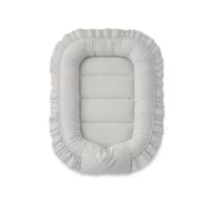 Cosulet bebelus, MimiNu, Pentru dormit, Baby Nest 55 x 75 cm, Cu Volanase, Husa 100% bumbac, Din bumbac certificat Oeko Tex Standard 100, Colectia Royal, Grey