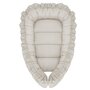 Cosulet bebelus, MimiNu, Pentru dormit, Baby Nest 55 x 75 cm, Cu Volanase, Husa 100% bumbac, Din bumbac certificat Oeko Tex Standard 100, Colectia Royal, Beige - 1