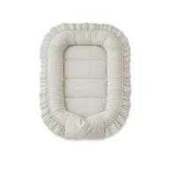 Cosulet bebelus, MimiNu, Pentru dormit, Baby Nest 55 x 75 cm, Cu Volanase, Husa 100% bumbac, Din bumbac certificat Oeko Tex Standard 100, Colectia Royal, Beige