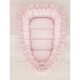 Cosulet bebelus, MimiNu, Pentru dormit, Baby Nest 55 x 75 cm, Cu Volanase, Husa 100% bumbac, Din bumbac certificat Oeko Tex Standard 100, Colectia Royal, Powder Pink - 2