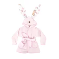 Halat de baie, MimiNu, Cu urechi, 2 - 5 ani, Moale, Cu buzunare, Cu cordon, Din bumbac si thermo fleece, Materiale certificate Oeko Tex Standard 100, Sweet Deer Pink