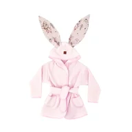Halat de baie, MimiNu, Cu urechi, 5 - 7 ani, Moale, Cu buzunare, Cu cordon, Din bumbac si thermallerina fleece, Materiale certificate Oeko Tex Standard 100, Design, Little Ballerina Pink