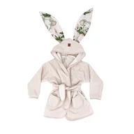 Halat de baie, MimiNu, Cu urechi, 5 - 7 ani, Moale, Cu buzunare, Cu cordon, Din bumbac si thermo fleece, Materiale certificate Oeko Tex Standard 100, Design, Baby Animals