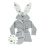 Halat de baie, MimiNu, Cu urechi, 5 - 7 ani, Moale, Cu buzunare, Cu cordon, Din bumbac si thermo fleece, Materiale certificate Oeko Tex Standard 100, Forest Friends Mint - 1