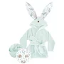 Halat de baie, MimiNu, Cu urechi, 5 - 7 ani, Moale, Cu buzunare, Cu cordon, Din bumbac si thermo fleece, Materiale certificate Oeko Tex Standard 100, Lulu Natural - 1
