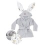 Halat de baie, MimiNu, Cu urechi, 5 - 7 ani, Moale, Cu buzunare, Cu cordon, Din bumbac si thermo fleece, Materiale certificate Oeko Tex Standard 100, Safari Natural - 1