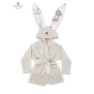 MimiNu - Halat de baie cu urechi 6 - 24 luni, Moale, Cu buzunare, Cu cordon, Din bumbac si thermo fleece, Materiale certificate Oeko Tex Standard 100, Safari Beige