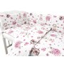 Lenjerie patut cu 3 piese, MimiNu, Pentru patut 120x60 cm, Cu protectie laterala, Din bumbac certificat Oeko Tex Standard 100, Design, Pink Ballerina - 3