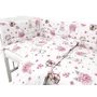 Lenjerie patut cu 3 piese, MimiNu, Pentru patut 120x60 cm, Cu protectie laterala, Din bumbac certificat Oeko Tex Standard 100, Design, Pink Ballerina - 3