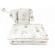 MimiNu - Lenjerie patut 3 piese, Cu protectie laterala, Cu volanase, Din bumbac certificat Oeko Tex Standard 100, Pentru patut 120x60 cm, Design, Powdery Pink Ballerina