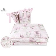 MimiNu - Lenjerie patut 3 piese, Cu protectie laterala, Din bumbac certificat Oeko Tex Standard 100, Pentru patut 120x60 cm, Design, Awesome Bunnies