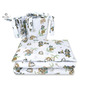 MimiNu - Lenjerie patut 3 piese, Cu protectie laterala, Din bumbac certificat Oeko Tex Standard 100, Pentru patut 120x60 cm, Design, Pirates Blue