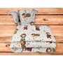 Lenjerie patut cu 3 piese, MimiNu, Pentru patut 120x60 cm, Cu protectie laterala, Din bumbac certificat Oeko Tex Standard 100, Teddy Bear On Moon - 2