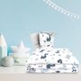 Lenjerie patut cu 3 piese, MimiNu, Pentru patut 120x60 cm, Cu protectie laterala, Din bumbac certificat Oeko Tex Standard 100, Dino Granat - 7