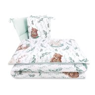 Lenjerie patut cu 3 piese, MimiNu, Pentru patut 120x60 cm, Cu protectie laterala, Din bumbac certificat Oeko Tex Standard 100, Lulu natural